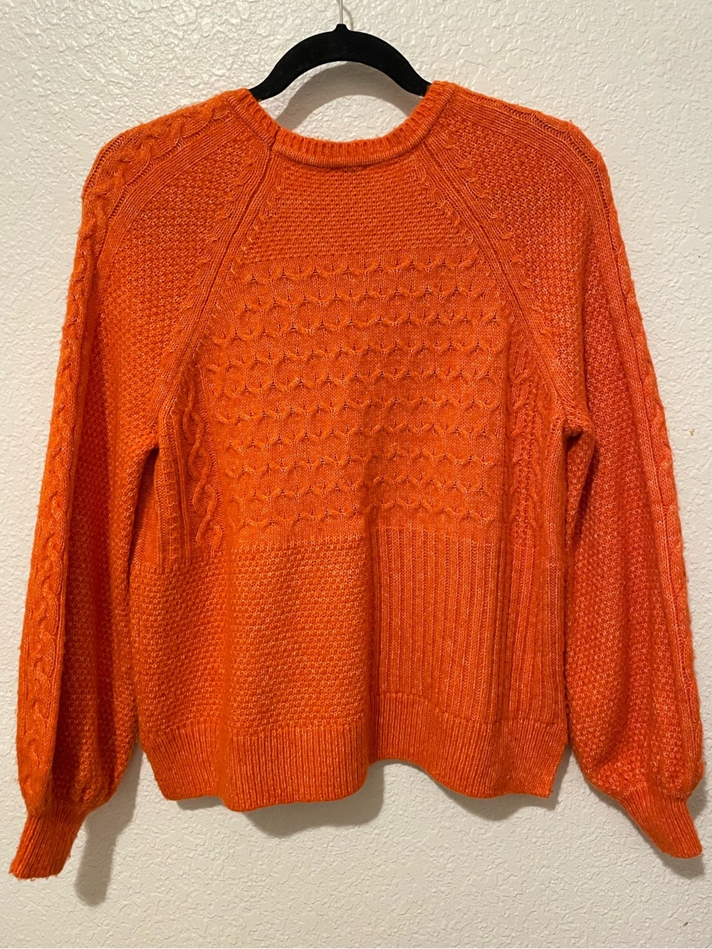 CAbi Amber Orange Cable-Knit Crewneck Sweater - Picture 4 of 5